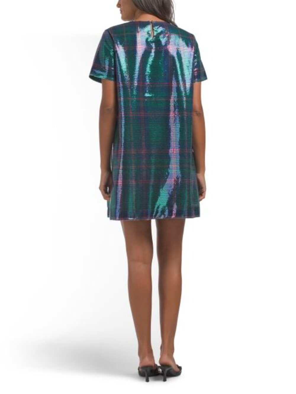 DRAPER JAMES Fable Mini Dress In Plaid Sequins - Picture 2 of 3
